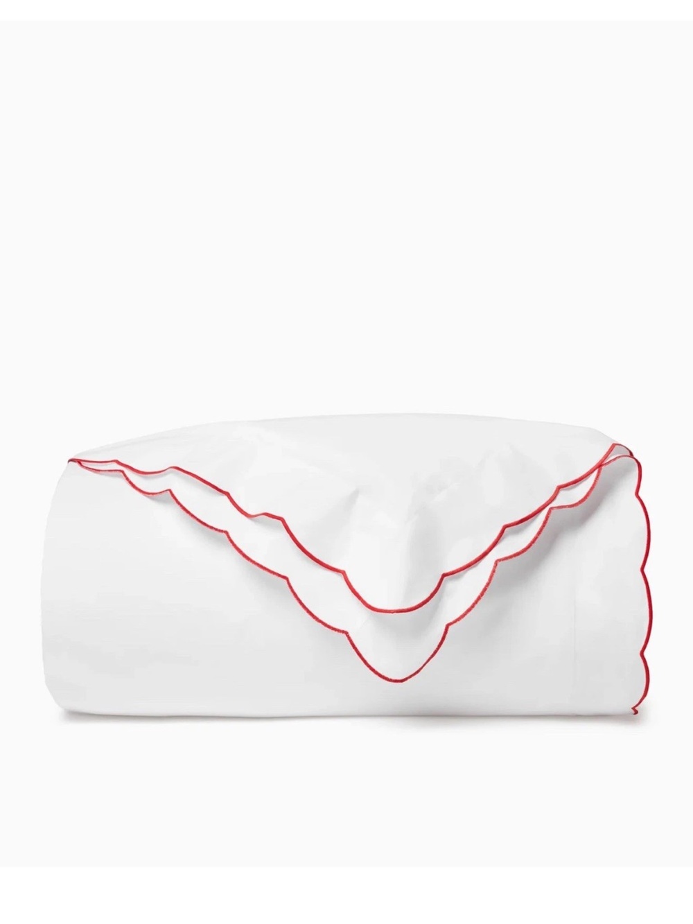 Sferra Limana FULL/QUEEN Duvet Cover WHITE/ PERSIMMON Cotton Percale $585
